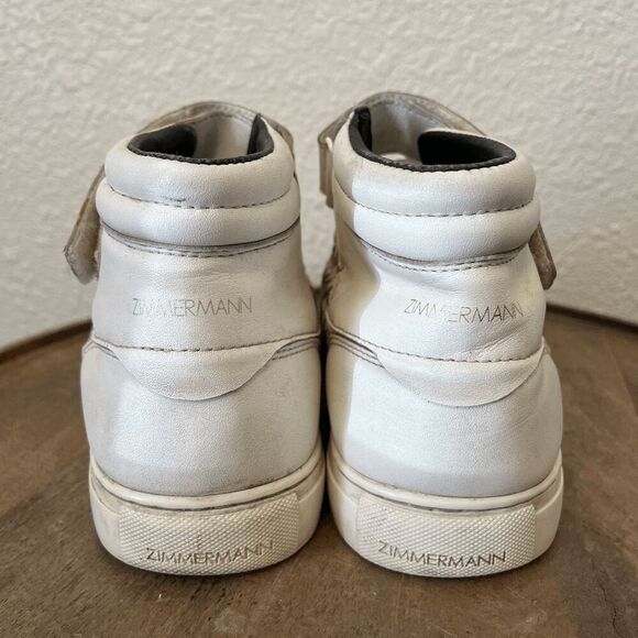 Zimmermann White Leather High-Top Velcro Trainer Sneakers Women's Size 38 US 7.5 - Picture 6 of 11